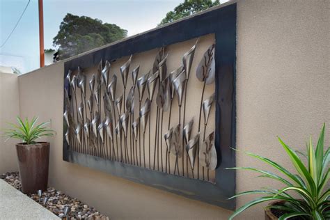 attaching metal outside house|hanging metal wall art outdoor.